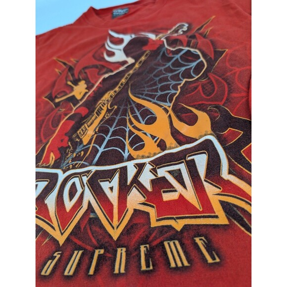 Kids L 10/12 ROCKER SUPREME LONG SLEEVE PULLOVER RED Vintage - Picture 3 of 8